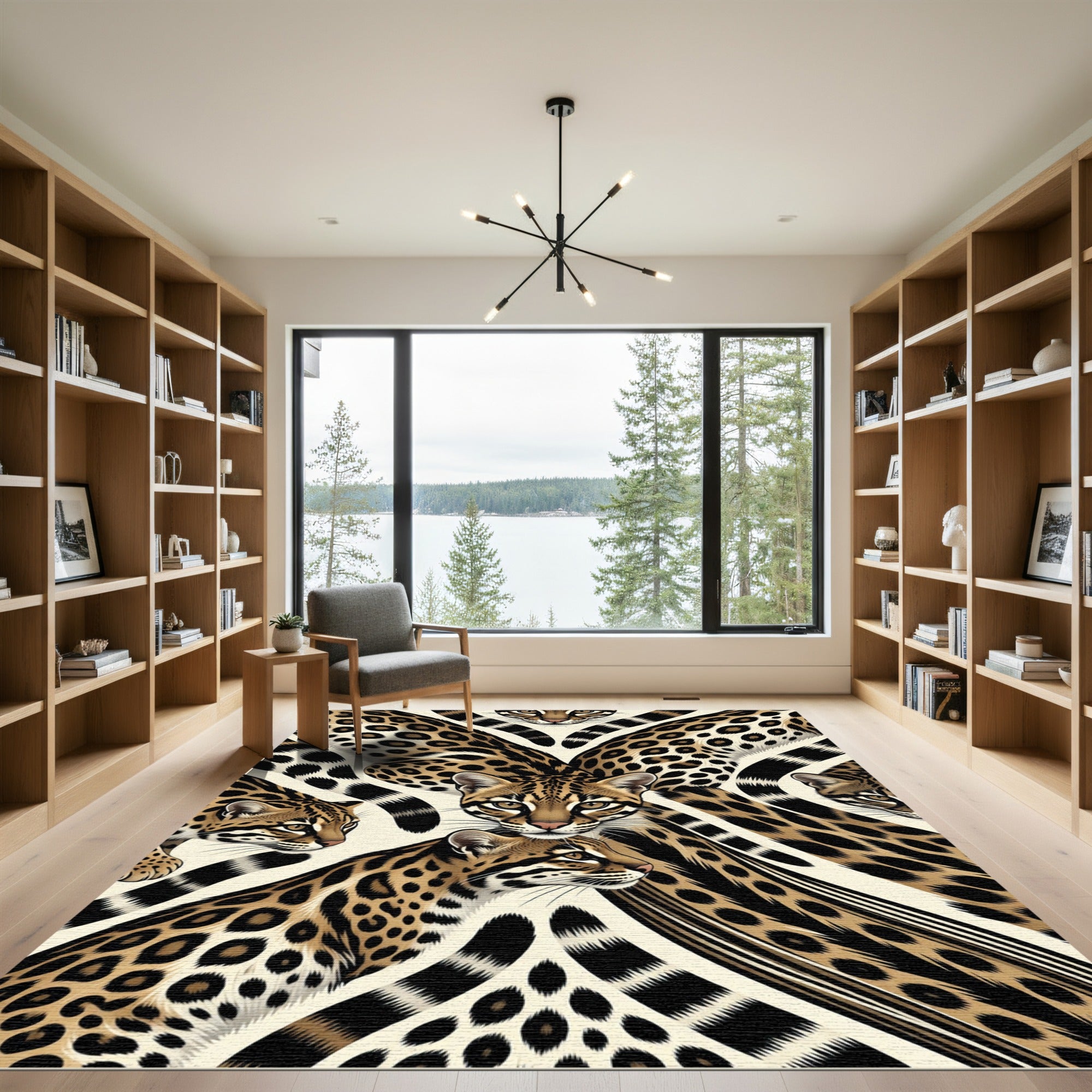 Golden Ocelot Spotted Tropical Art Rug