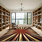Radiant Crimson Gold Burst Rug