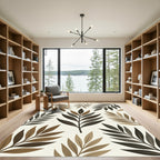 Earthy Brown Tropical Leaf Botanical Rug