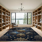 Golden Celestial Star Constellation Mandala Rug