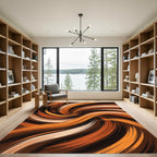 Abstract Copper Swirl Organic Flow Rug