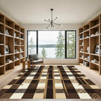 Brown Tan Plaid Window Composition Rug
