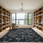 Modern Gray Urban Grid Rug