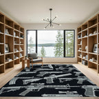 Graphic Monochrome Tactical Weaponry Grid Rug
