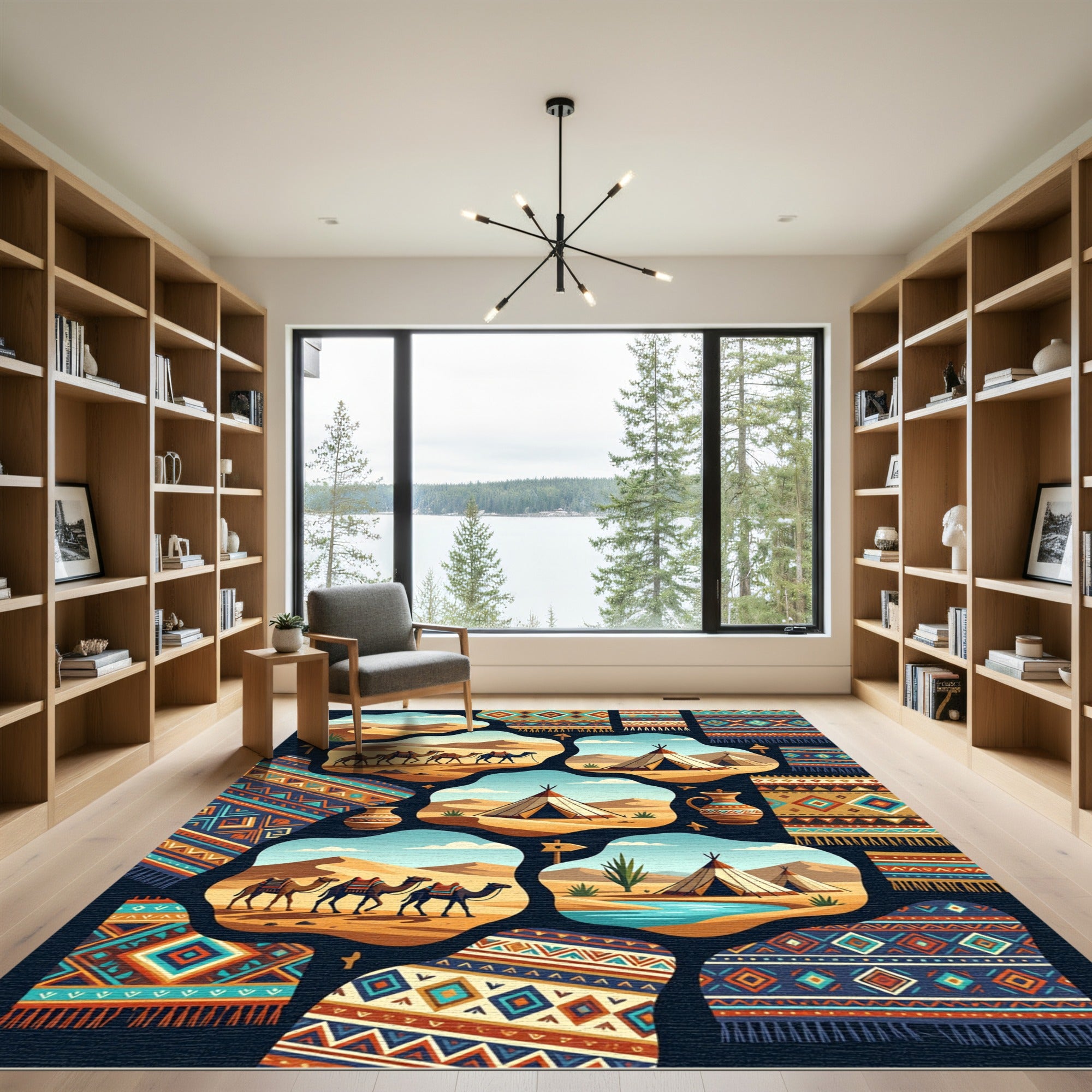 Vibrant Geometric Earth Tone Nomad Rug