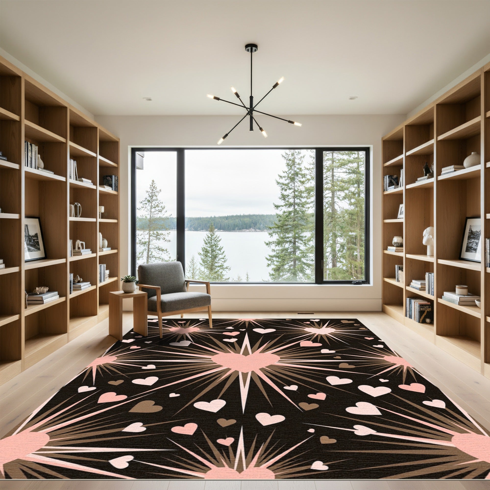 Pink Heartburst Abstract Composition Rug