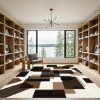 Modern Brown Geometric Abstract Block Rug