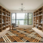 Interlocking Golden Ochre Geometric Lattice Rug
