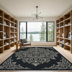 Ornate Silver Baroque Filigree Medallion Rug