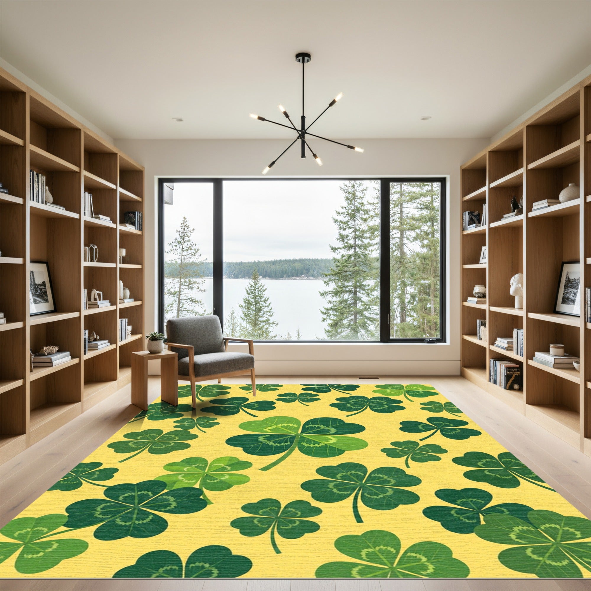 Lucky Four Leaf Clover Yellow Rug