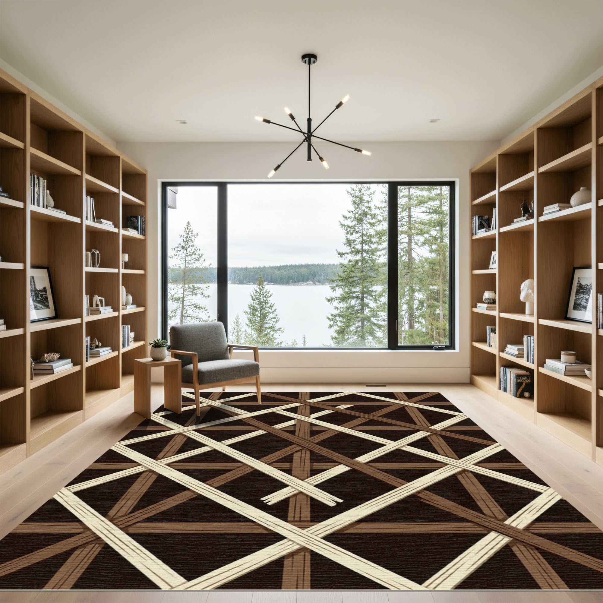 Woven Bamboo Lattice Pattern Rug