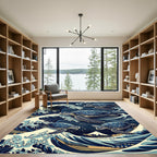 Japanese Sea Turtle Wave Scene Rug