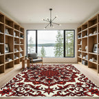 Crimson Floral Medallion with Ornate Scrollwork Rug