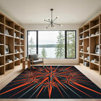 Geometric Starburst Orange and Charcoal Rug