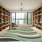 Sage Green Cream Layered Wavy Abstract Rug
