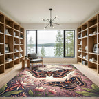 Celestial Moth and Moonlit Floral Garden Rug