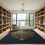 Royal Crest Gold and Black Emblem Rug