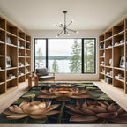 Bronze Lotus Bloom Botanical Foliage Rug