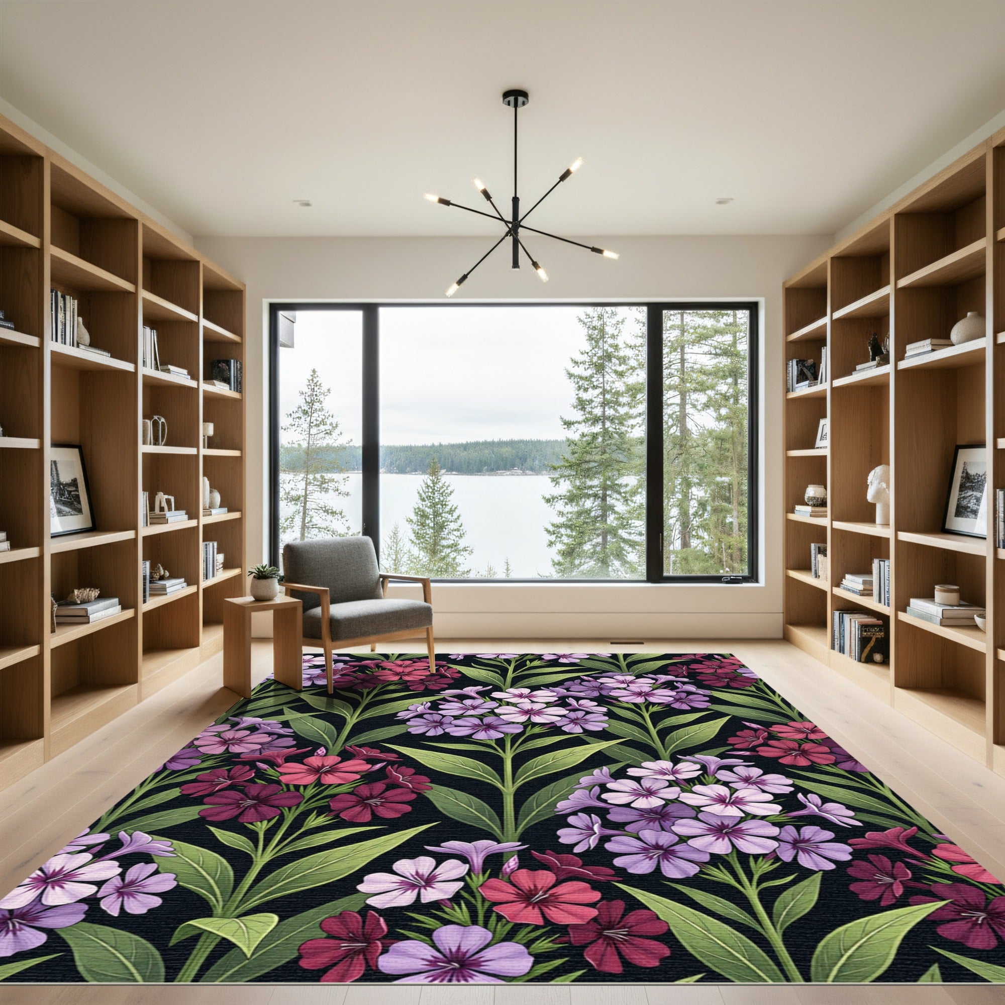 Vibrant Phlox Floral Botanical Garden Rug