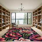 Moody Burgundy and Blush Botanical Floral Rug