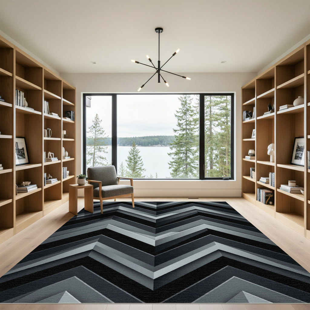 Monochromatic Chevron Layered Rug