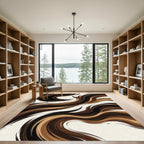 Rich Brown Swirl Abstract Rug