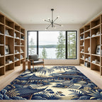Azure Willow Pagoda Garden Scene Rug