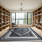 Modern Monochrome Geometric Stacked Diamonds Rug