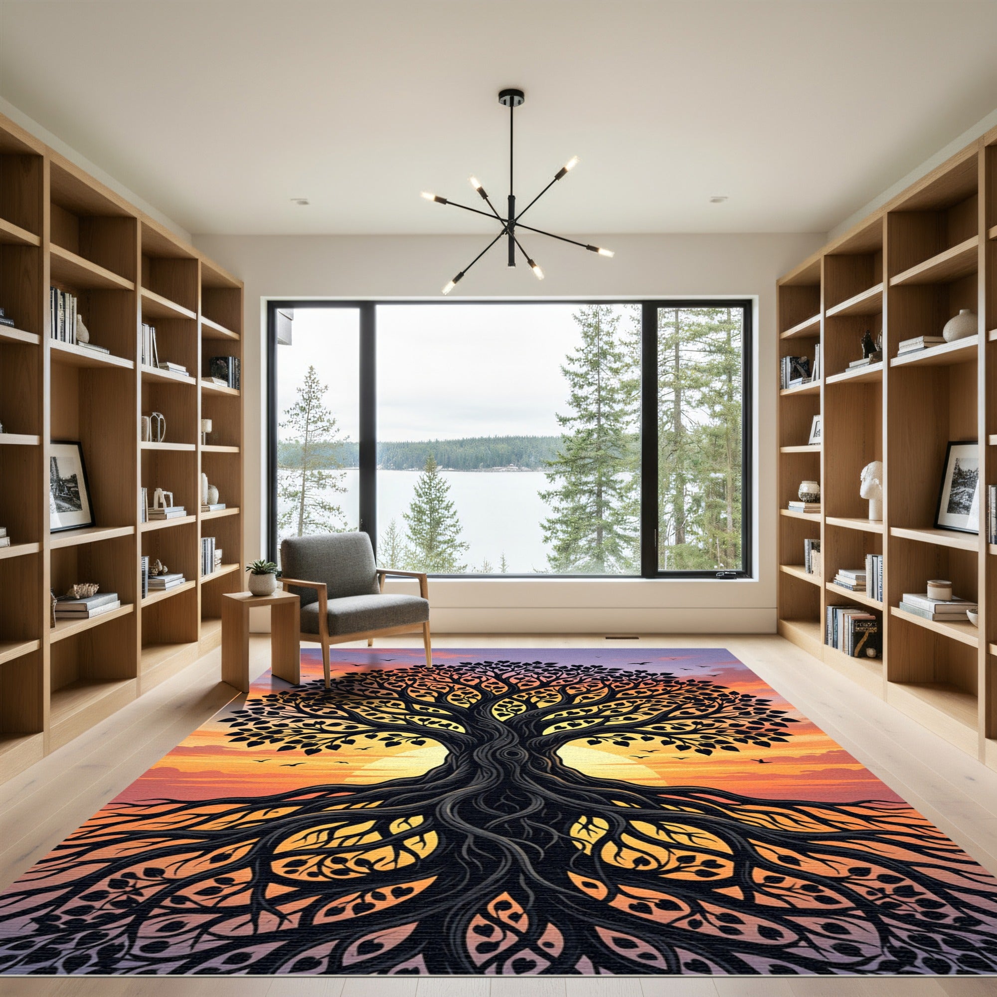 Sunset Heart Tree Silhouette Rug