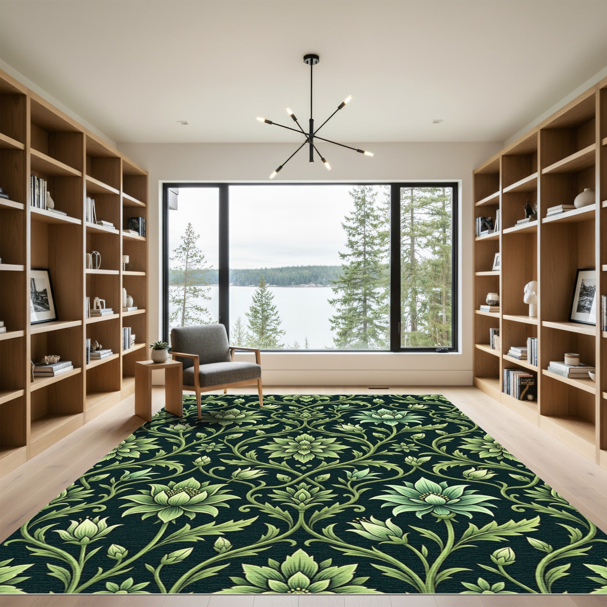 Emerald Green Floral Vine Abloom Rug