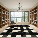 Graphic Buffalo Check Black White Animal Rug