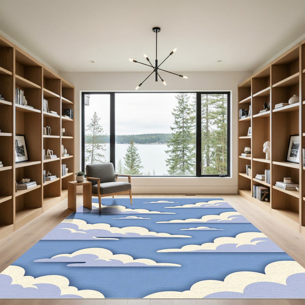 Soft Blue Sky Fluffy Cloud Rug