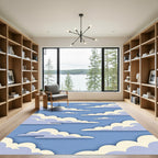 Soft Blue Sky Fluffy Cloud Rug