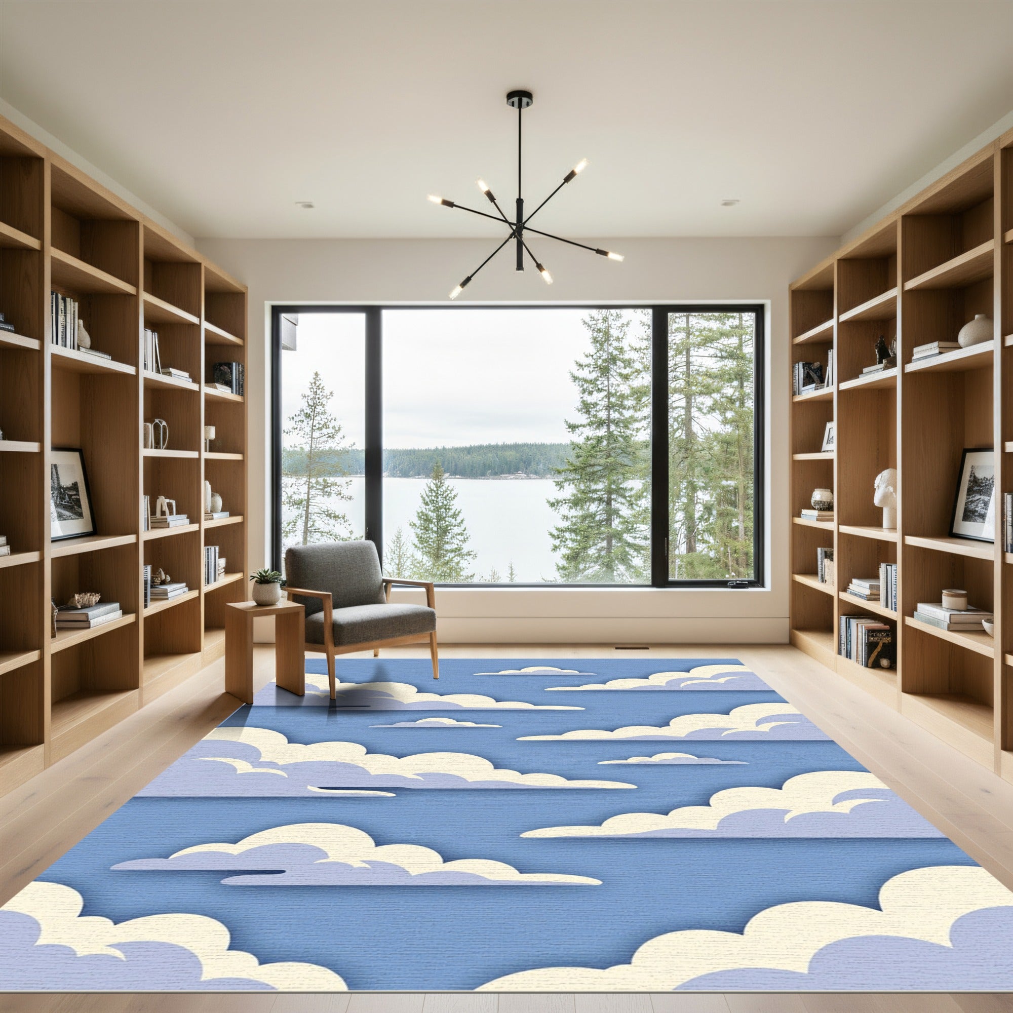 Soft Blue Sky Fluffy Cloud Rug
