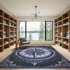 Vintage Slate Compass Rose Medallion Rug