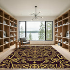 Ornate Gold Crimson Mandala Rug