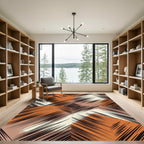 Abstract Orange Geometric Scratch Rug