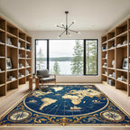 Antique World Map Dragon Compass Rug