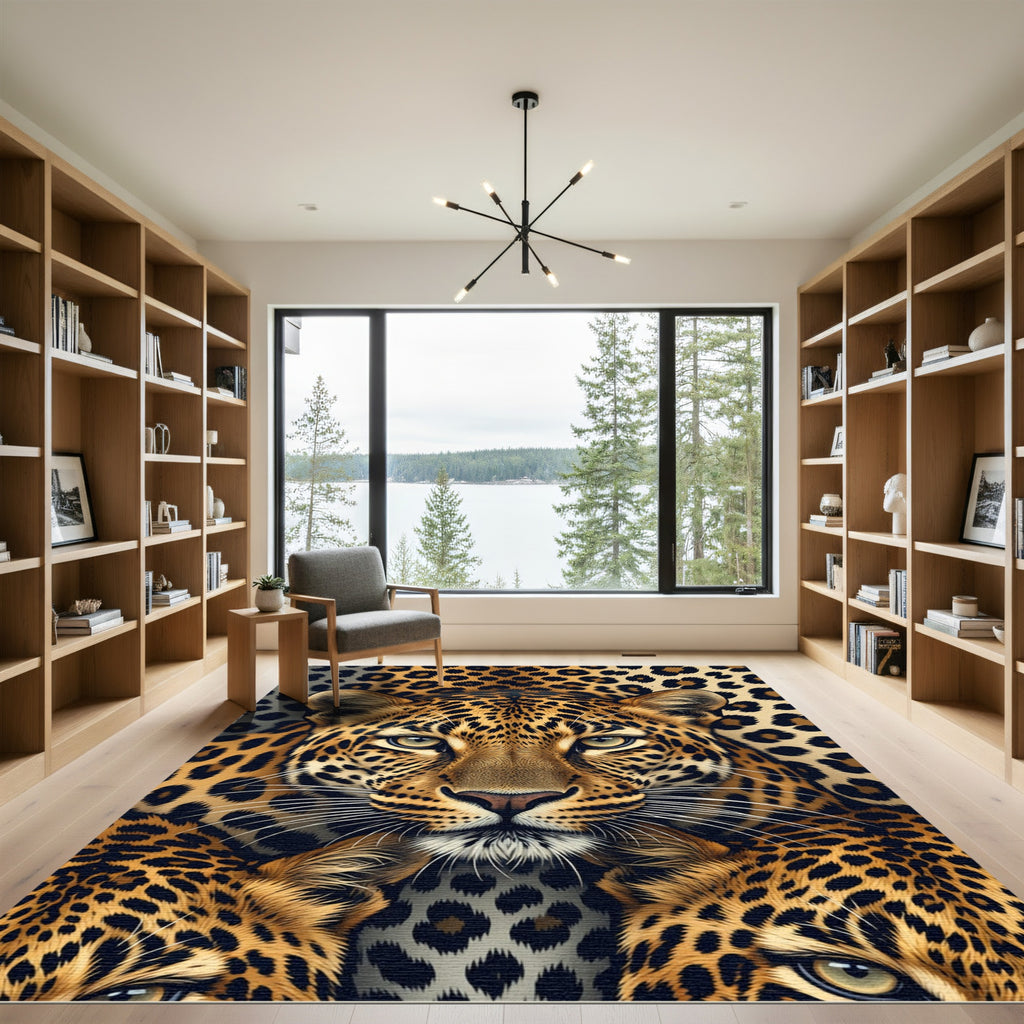 Intense Leopard Spots Animal Faces Rug