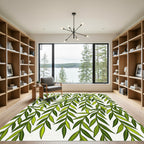 Vibrant Green Leafy Branch Arrangement Rug