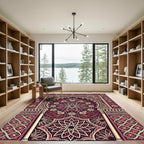 Crimson Floral Archway Intricate Mandala Rug