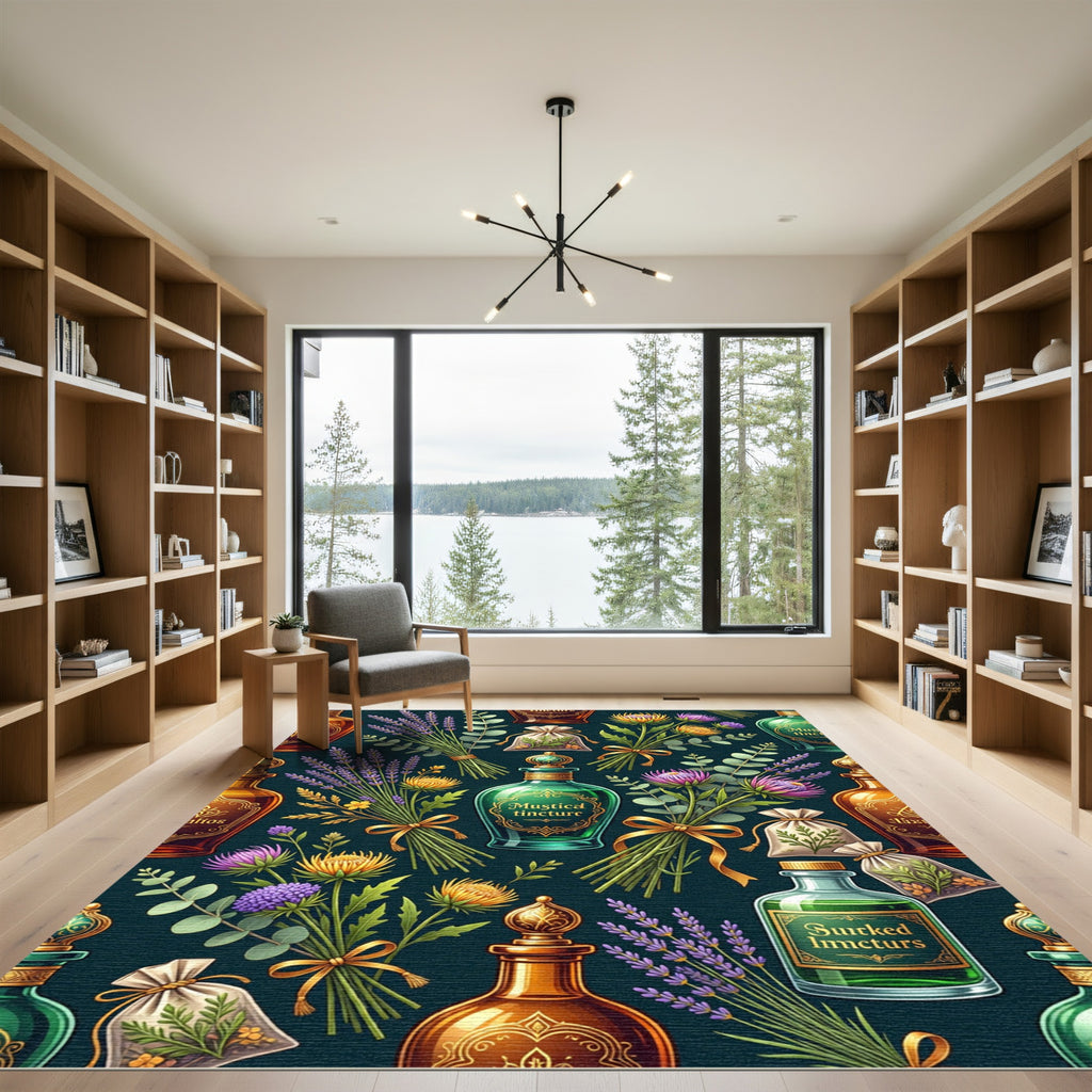 Mystical Apothecary Herb and Potion Botanical Rug