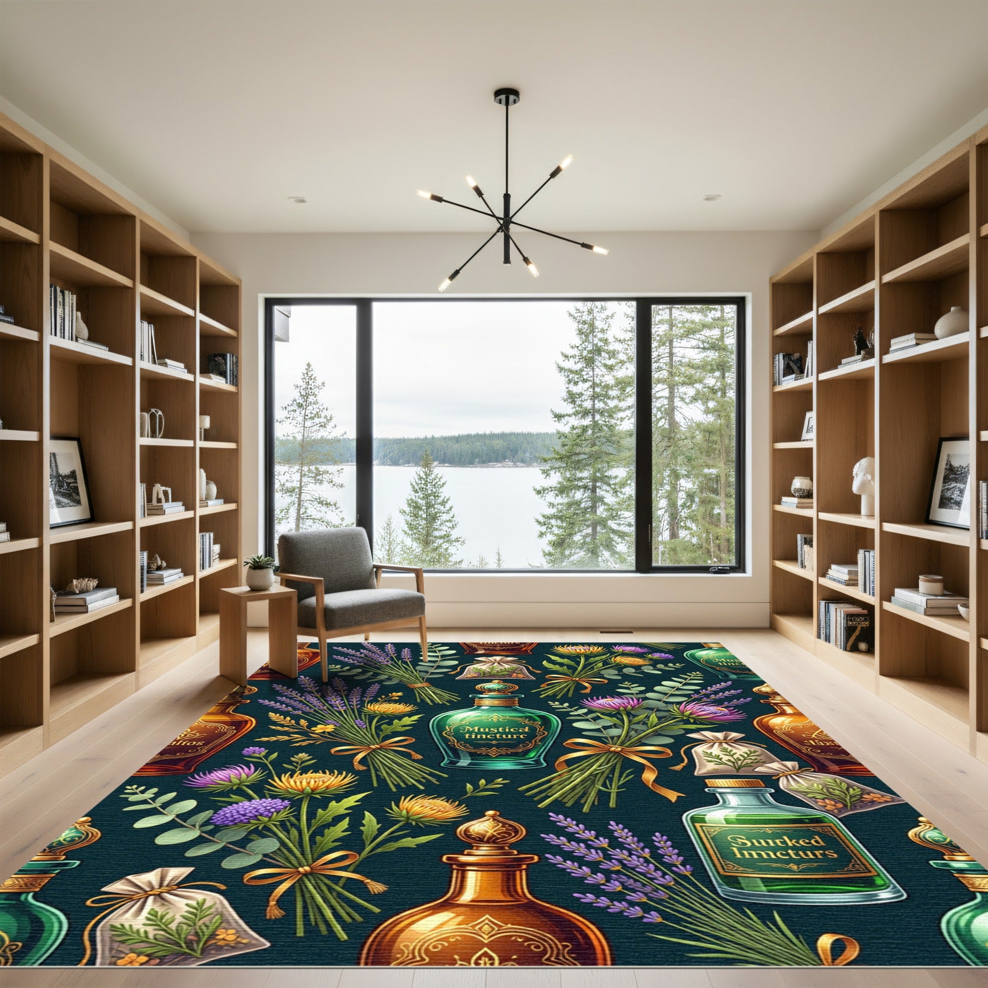 Mystical Apothecary Herb and Potion Botanical Rug