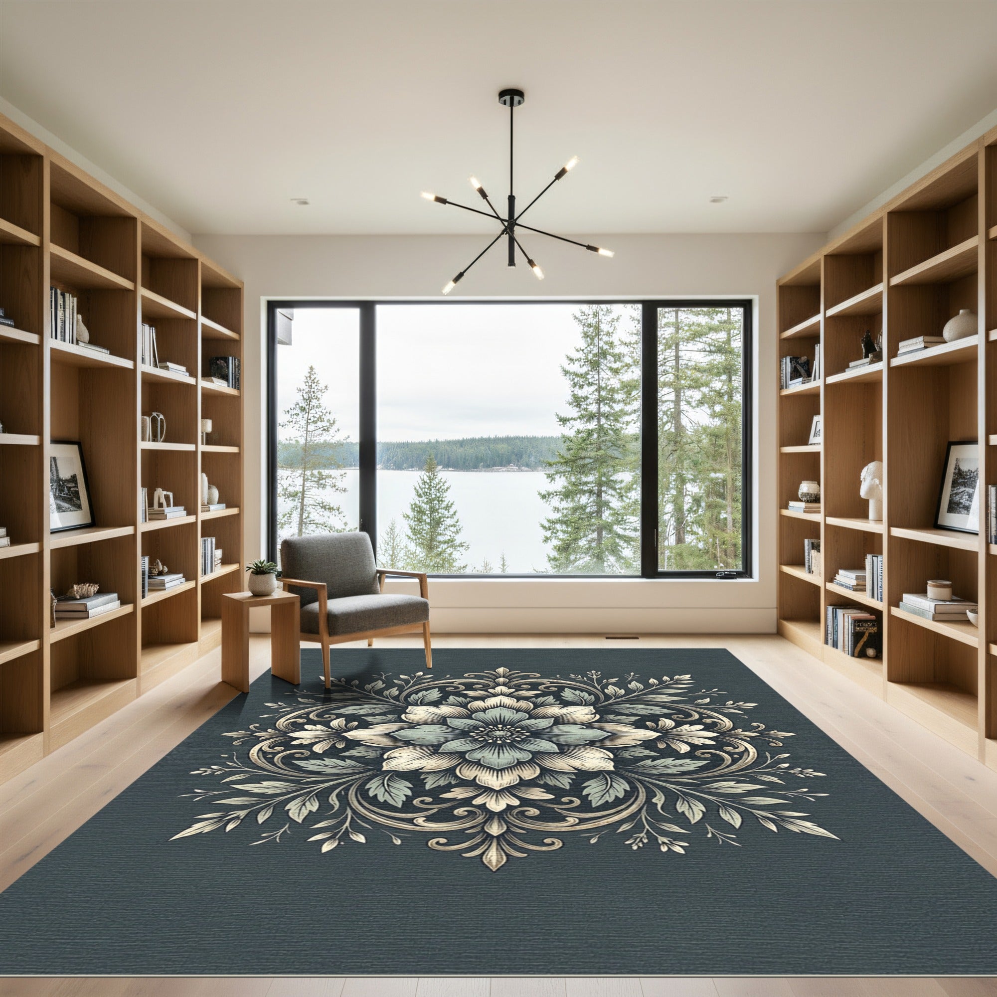 Sage Floral Ornamental Symmetry Medallion Rug
