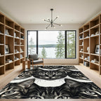 Monochromatic Feline Face Collage Rug
