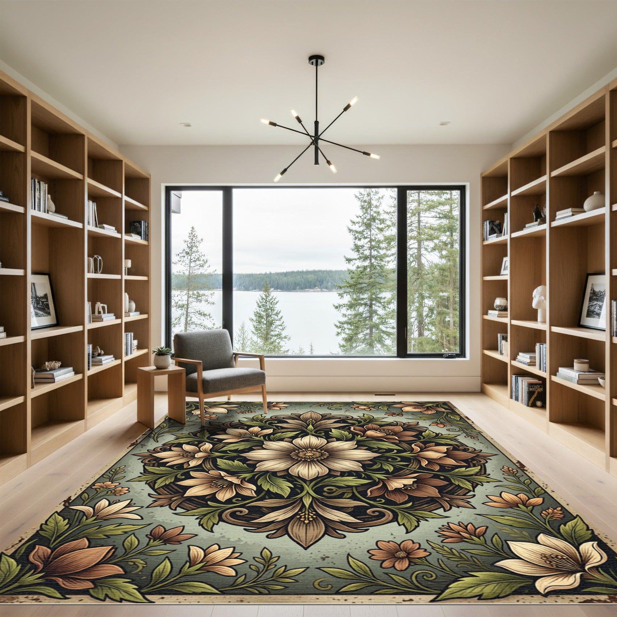 Earthy Antique Floral Medallion Rug