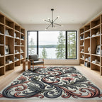 Coral Pink Opulent Floral Scroll Rug