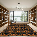 Bold Orange And Black Geometric Tribal Rug