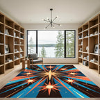 Celestial Golden Starburst Geometric Art Rug