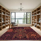 Rich Scarlet Floral Archway Arrangement Rug